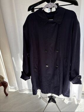Spiegel Navy Double-Breasted Trench Coat 2x